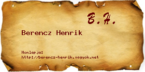 Berencz Henrik névjegykártya